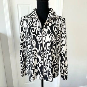 Misook Paisley Print  Sequin Evening Zip Jacket